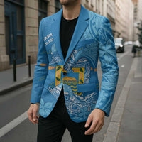 Tuvalu Christmas Blazer Dolphins Santa Xmas Tribal Waves - Polynesian Pride