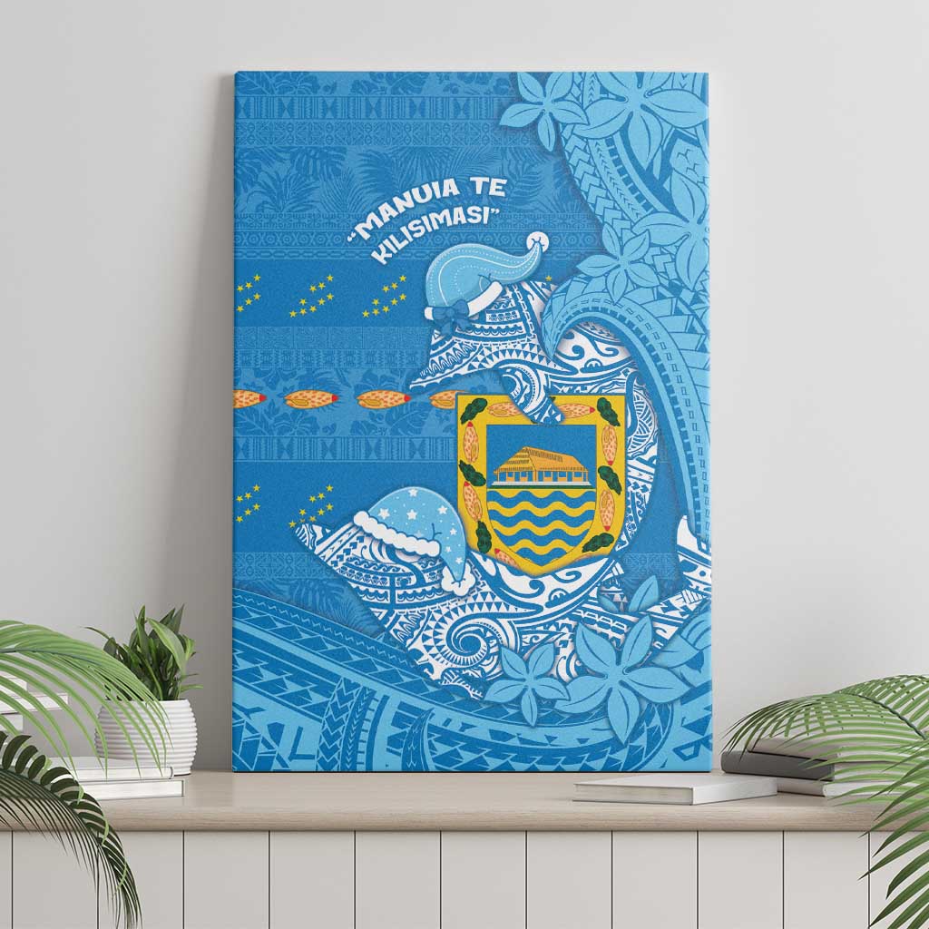 Tuvalu Christmas Canvas Wall Art Dolphins Santa Xmas Tribal Waves - Polynesian Pride