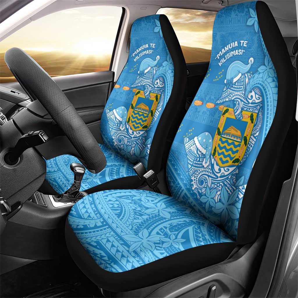 Tuvalu Christmas Car Seat Cover Dolphins Santa Xmas Tribal Waves - Polynesian Pride