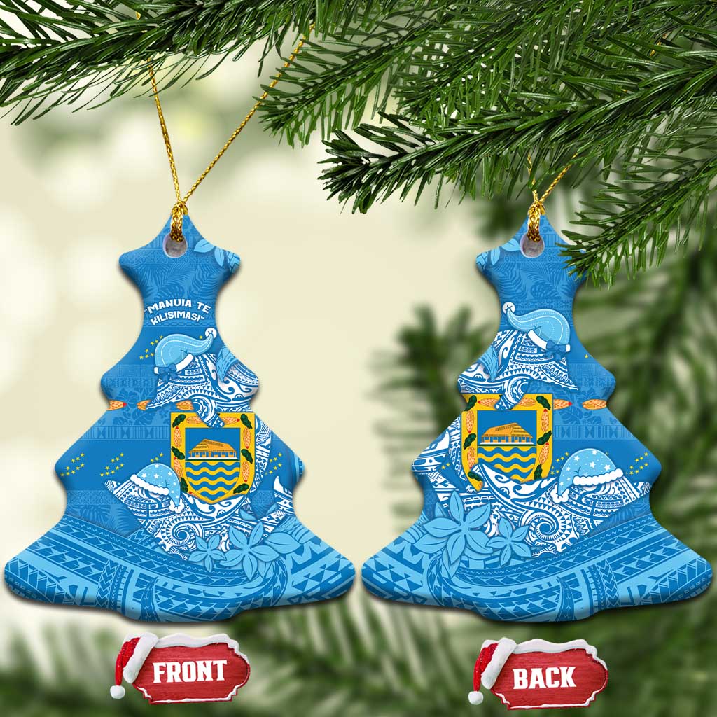 Tuvalu Christmas Ceramic Ornament Dolphins Santa Xmas Tribal Waves - Polynesian Pride