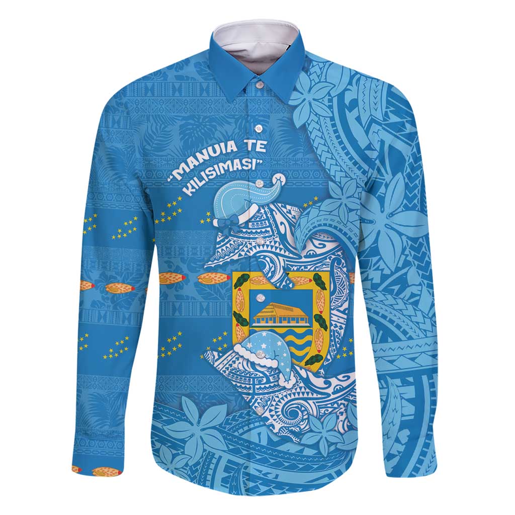 Tuvalu Christmas Family Matching Mermaid Dress and Hawaiian Shirt Dolphins Santa Xmas Tribal Waves - Polynesian Pride