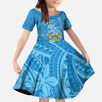 Tuvalu Christmas Family Matching Off The Shoulder Long Sleeve Dress and Hawaiian Shirt Dolphins Santa Xmas Tribal Waves - Polynesian Pride