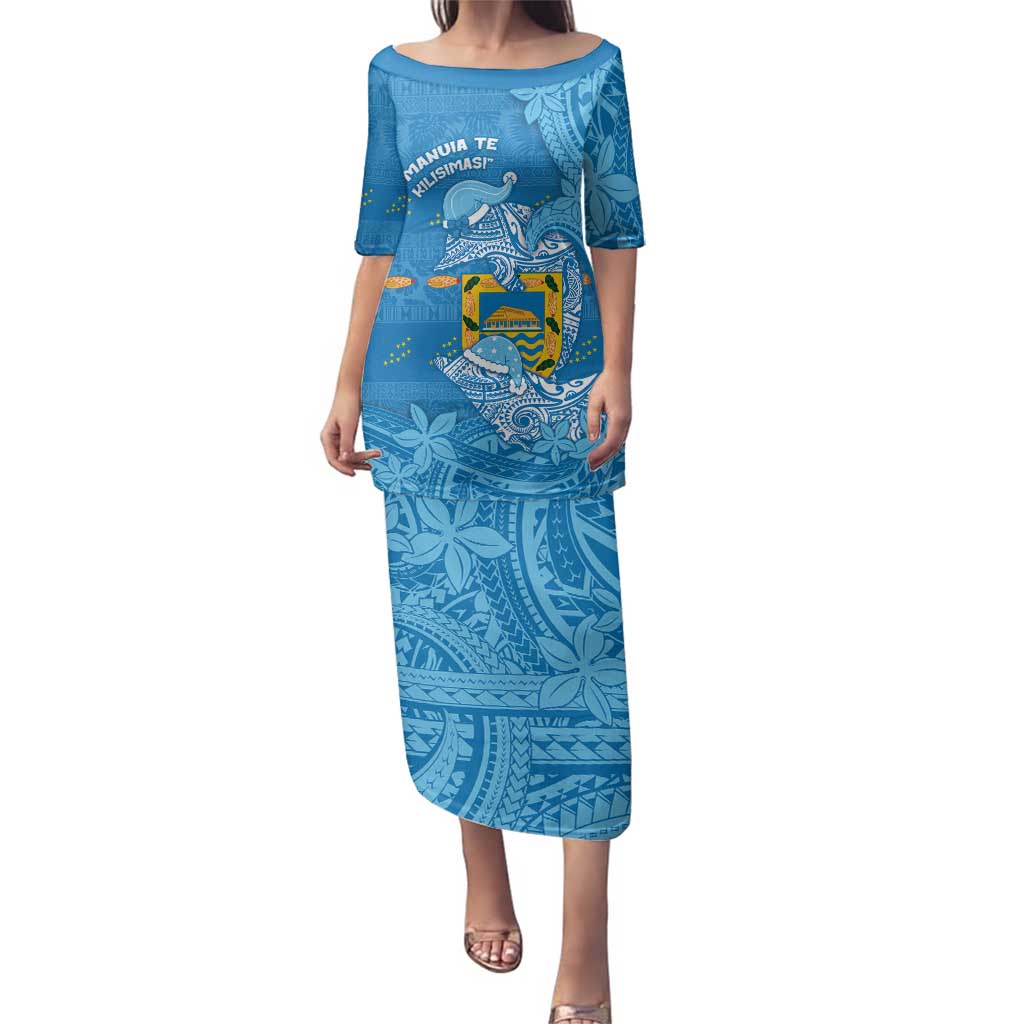 Tuvalu Christmas Family Matching Puletasi and Hawaiian Shirt Dolphins Santa Xmas Tribal Waves - Polynesian Pride