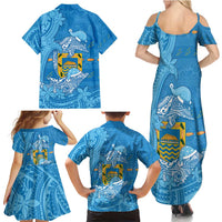 Tuvalu Christmas Family Matching Summer Maxi Dress and Hawaiian Shirt Dolphins Santa Xmas Tribal Waves - Polynesian Pride