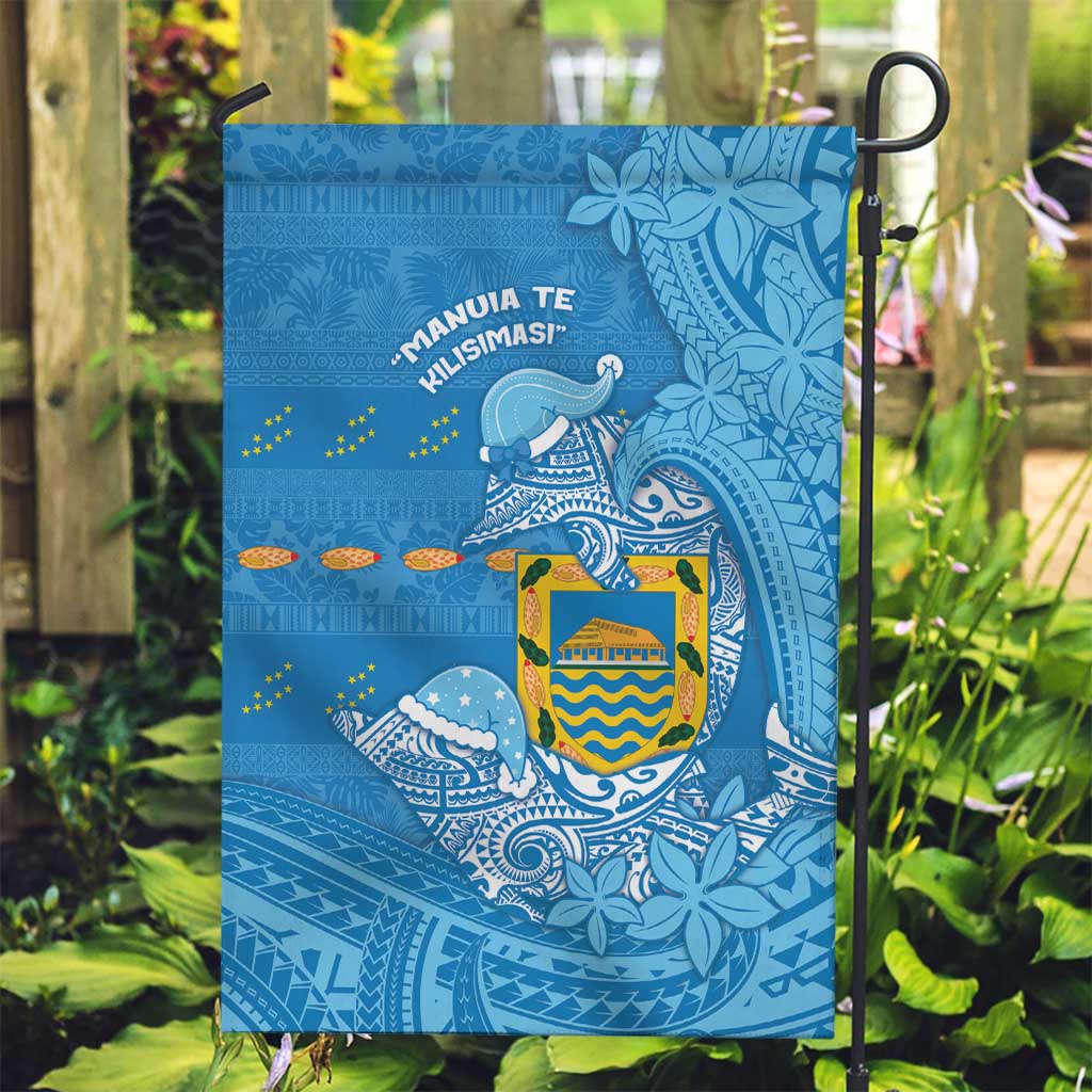 Tuvalu Christmas Garden Flag Dolphins Santa Xmas Tribal Waves - Polynesian Pride