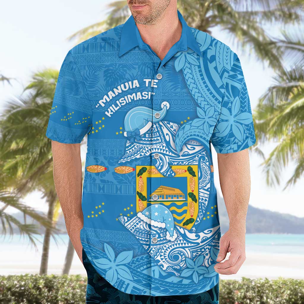 Tuvalu Christmas Hawaiian Shirt Dolphins Santa Xmas Tribal Waves - Polynesian Pride