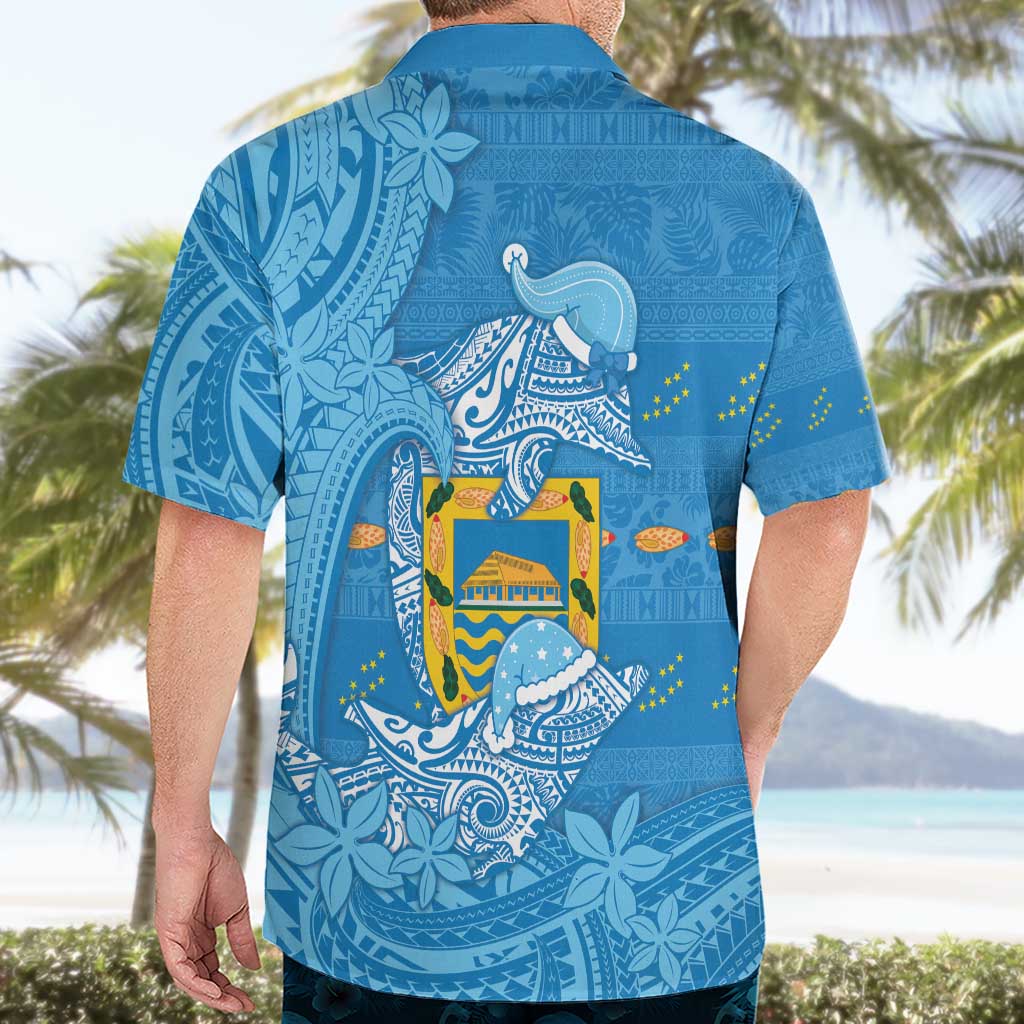 Tuvalu Christmas Hawaiian Shirt Dolphins Santa Xmas Tribal Waves - Polynesian Pride