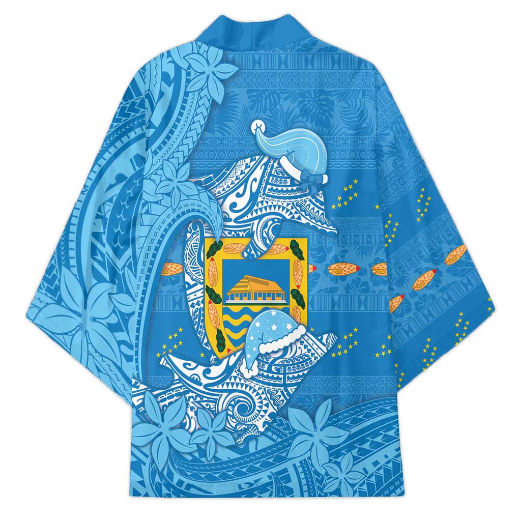 Tuvalu Christmas Kimono Dolphins Santa Xmas Tribal Waves - Polynesian Pride