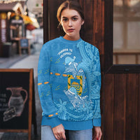 Tuvalu Christmas Ugly Christmas Sweater Dolphins Santa Xmas Tribal Waves - Polynesian Pride