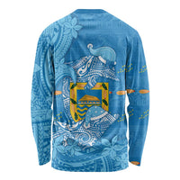 Tuvalu Christmas Long Sleeve Shirt Dolphins Santa Xmas Tribal Waves - Polynesian Pride