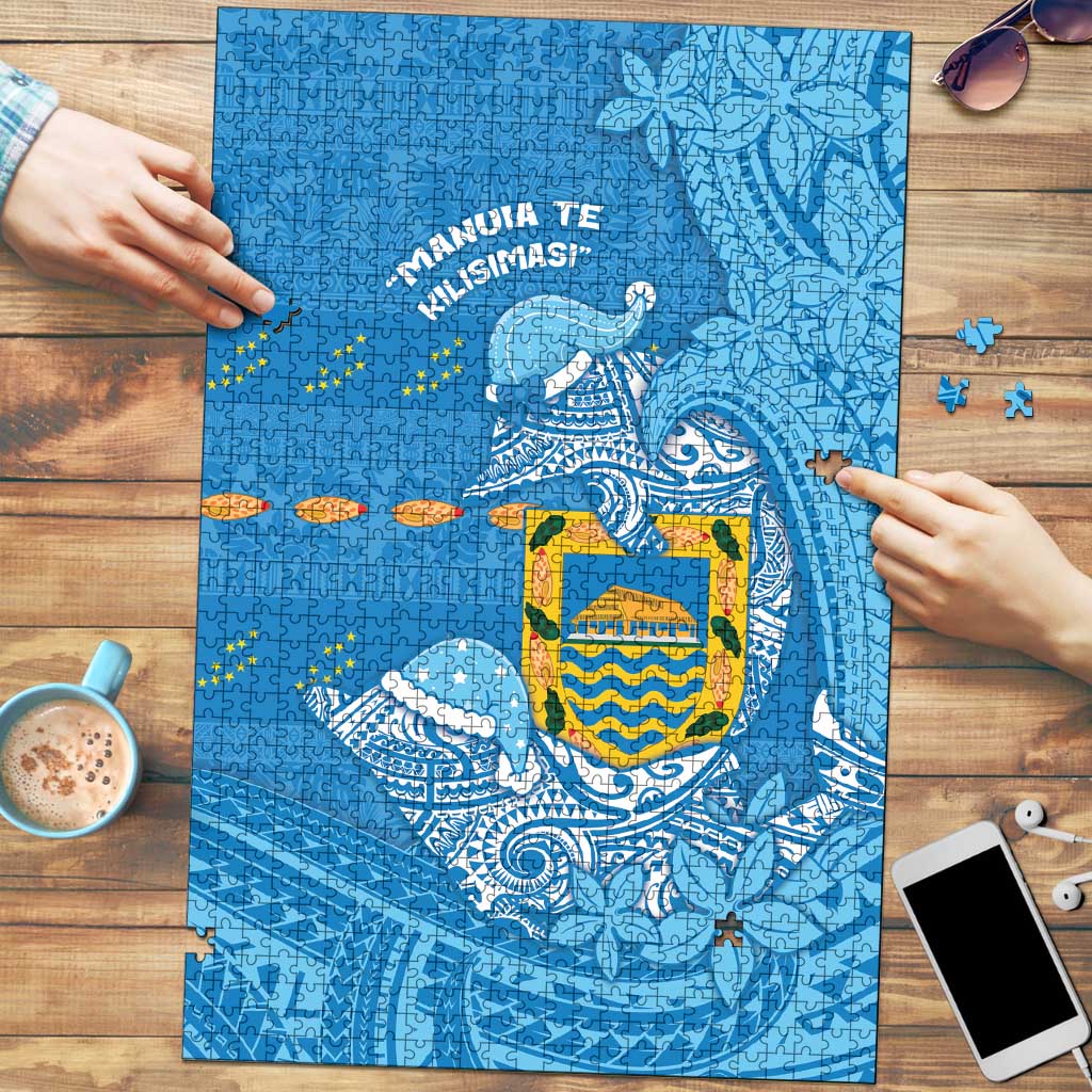 Tuvalu Christmas Puzzle Dolphins Santa Xmas Tribal Waves - Polynesian Pride