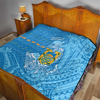 Tuvalu Christmas Quilt Dolphins Santa Xmas Tribal Waves - Polynesian Pride