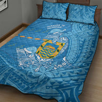 Tuvalu Christmas Quilt Bed Set Dolphins Santa Xmas Tribal Waves - Polynesian Pride