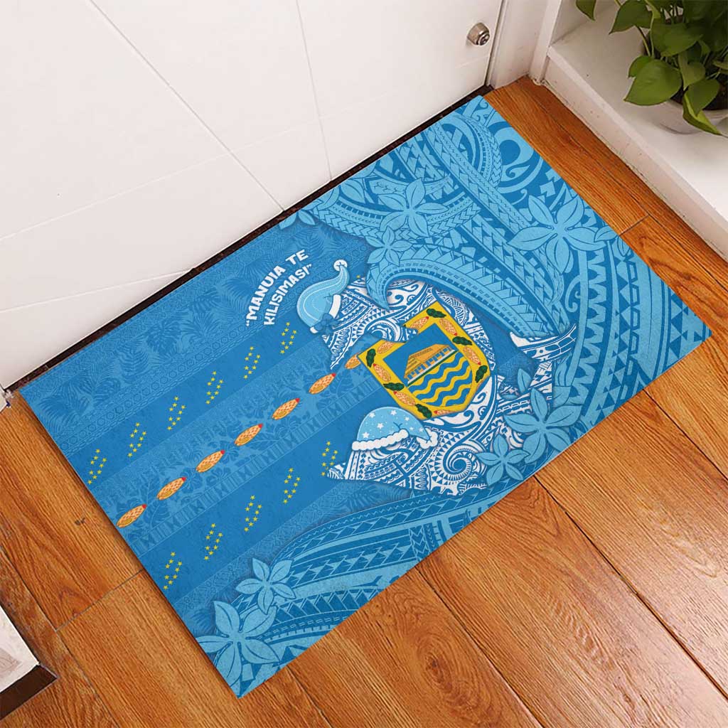 Tuvalu Christmas Rubber Doormat Dolphins Santa Xmas Tribal Waves - Polynesian Pride