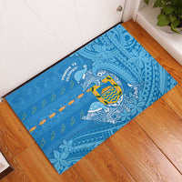 Tuvalu Christmas Rubber Doormat Dolphins Santa Xmas Tribal Waves - Polynesian Pride