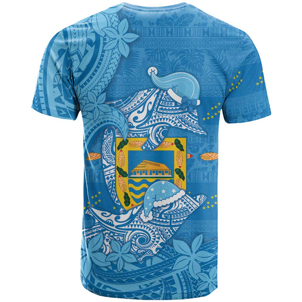 Tuvalu Christmas T Shirt Dolphins Santa Xmas Tribal Waves - Polynesian Pride