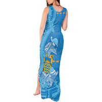 Tuvalu Christmas Tank Maxi Dress Dolphins Santa Xmas Tribal Waves - Polynesian Pride