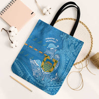 Tuvalu Christmas Tote Bag Dolphins Santa Xmas Tribal Waves - Polynesian Pride