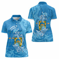 Tuvalu Christmas Women Polo Shirt Dolphins Santa Xmas Tribal Waves - Polynesian Pride