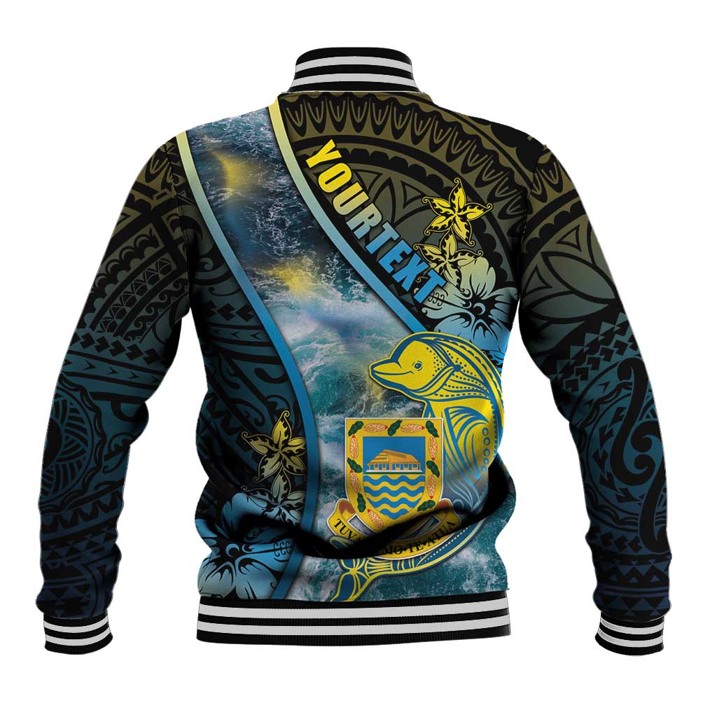 Personalised Tuvalu Baseball Jacket Dolphin On The Waves