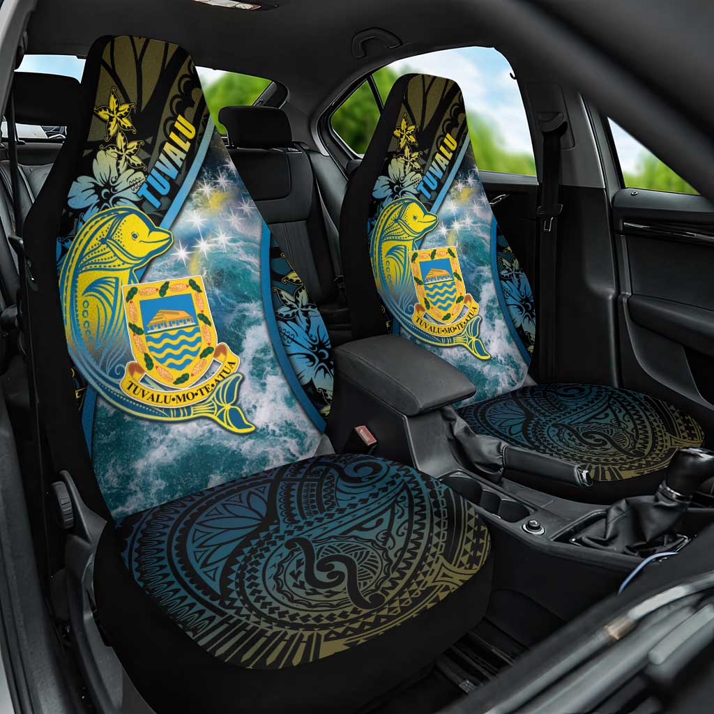 Tuvalu Car Seat Cover Dolphin On The Waves