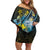 Personalised Tuvalu Family Matching Off Shoulder Short Dress and Hawaiian Shirt Dolphin On The Waves