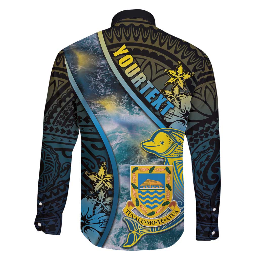 Personalised Tuvalu Family Matching Short Sleeve Bodycon Dress and Hawaiian Shirt Dolphin On The Waves