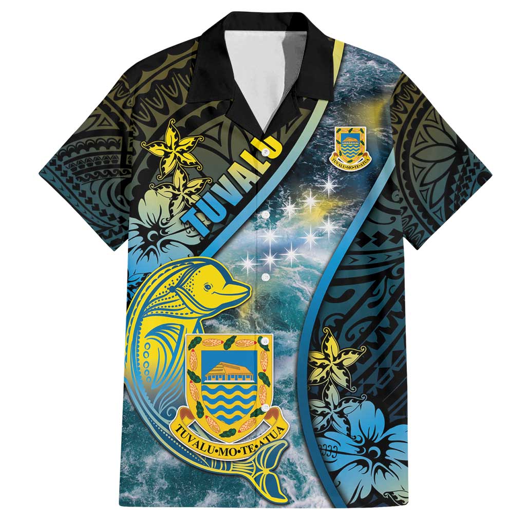 Personalised Tuvalu Family Matching Summer Maxi Dress and Hawaiian Shirt Dolphin On The Waves