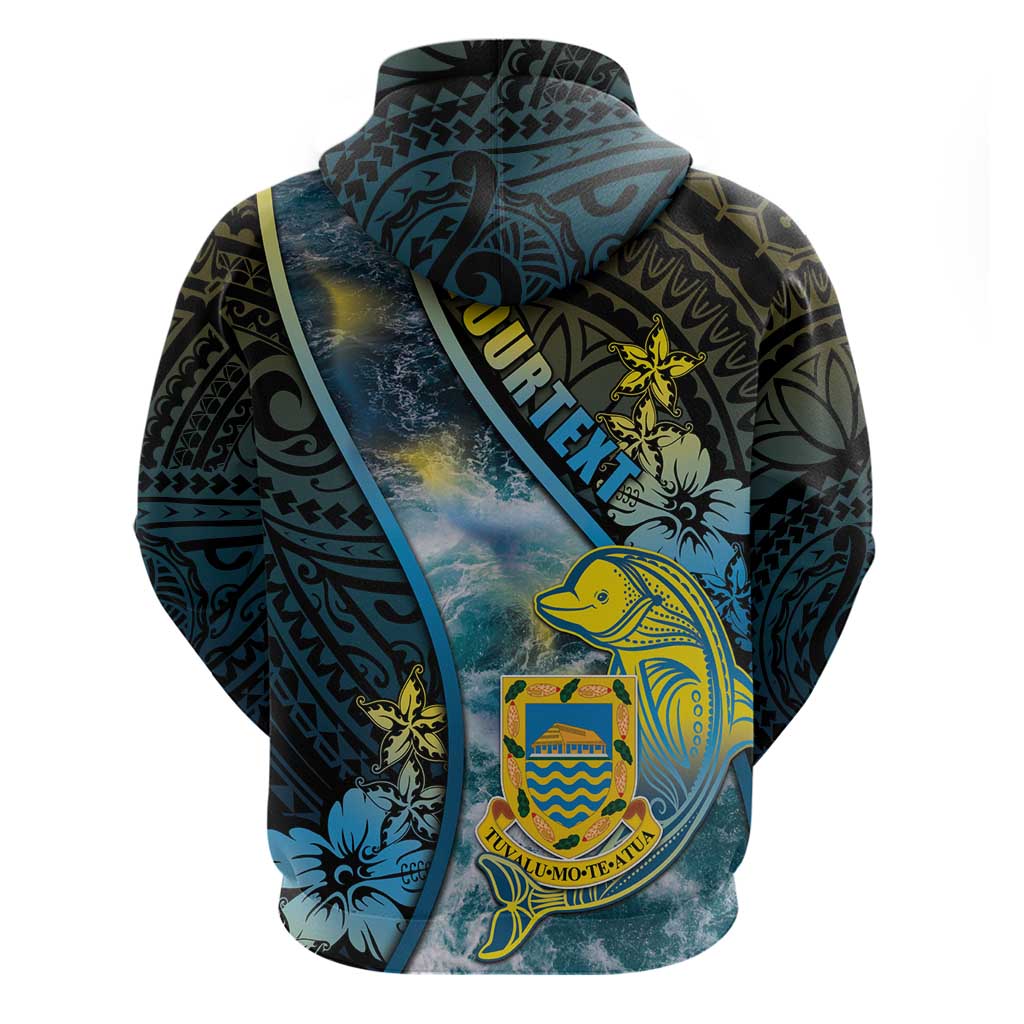 Personalised Tuvalu Hoodie Dolphin On The Waves