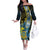 Personalised Tuvalu Off The Shoulder Long Sleeve Dress Dolphin On The Waves