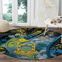 Tuvalu Round Carpet Dolphin On The Waves