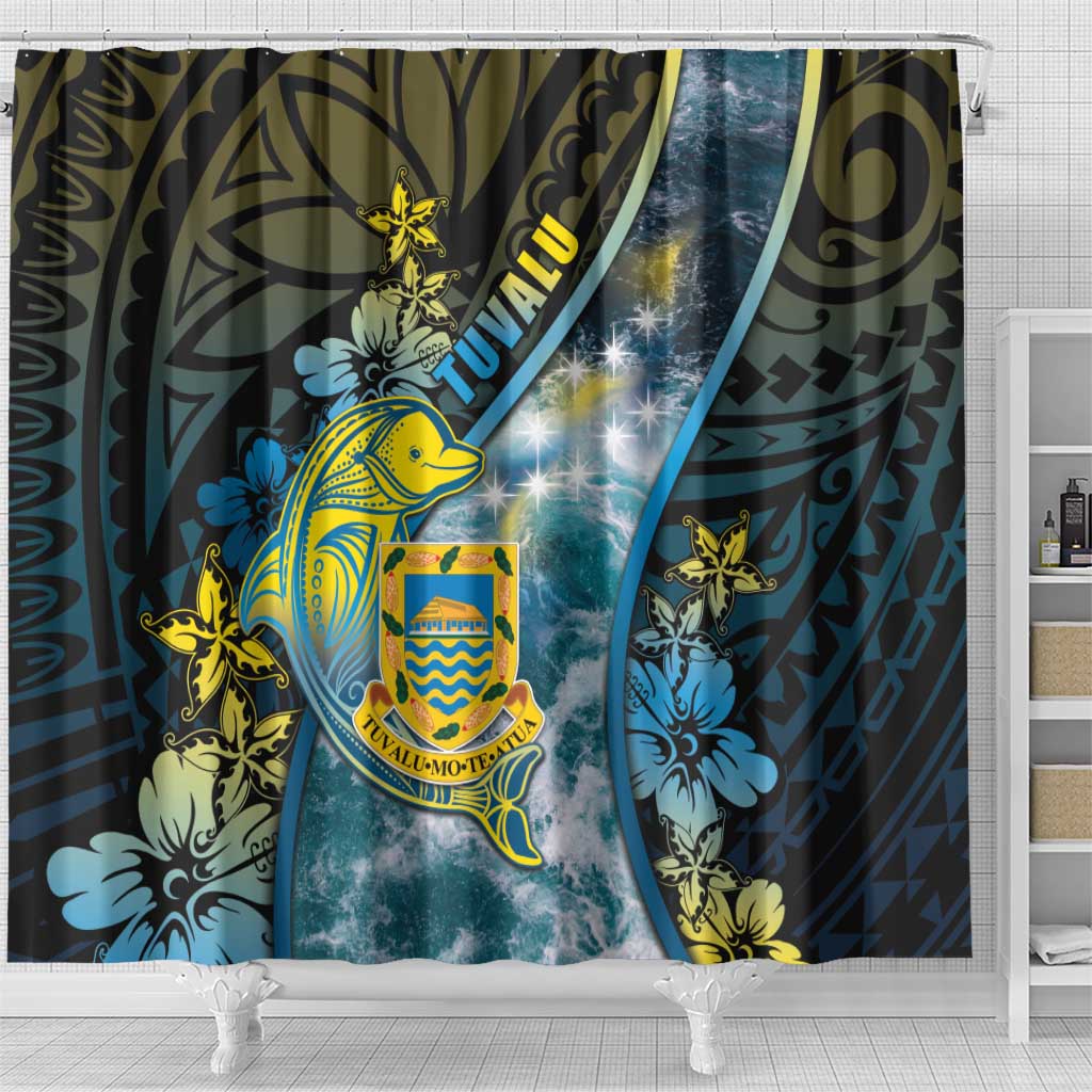 Tuvalu Shower Curtain Dolphin On The Waves