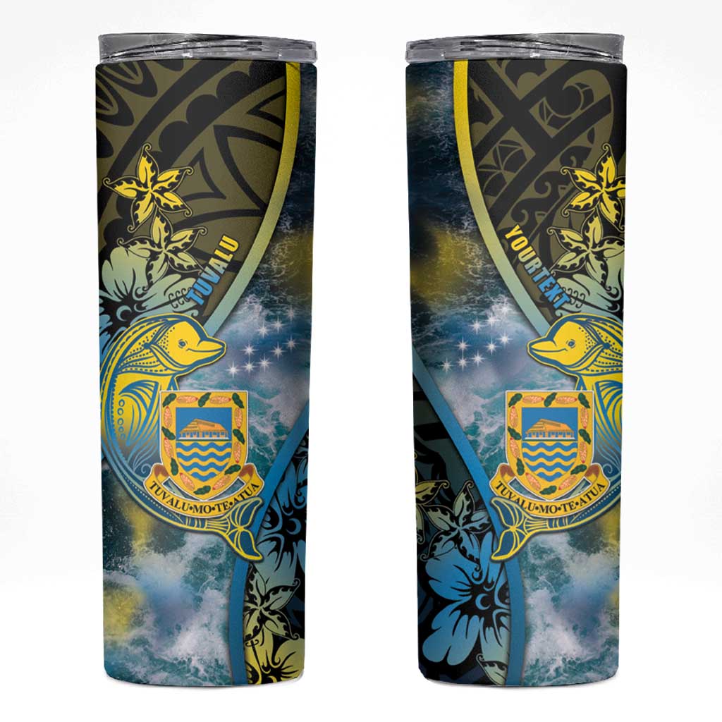 Personalised Tuvalu Skinny Tumbler Dolphin On The Waves