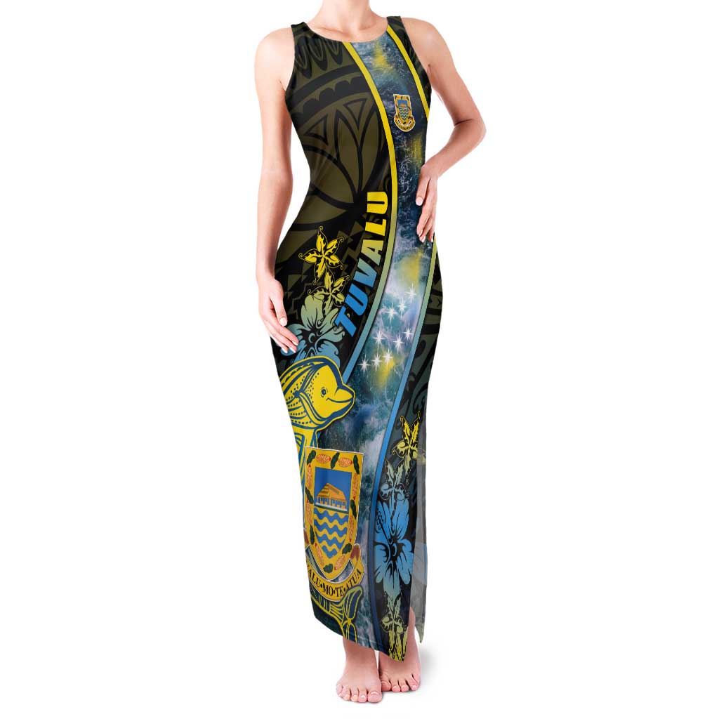 Personalised Tuvalu Tank Maxi Dress Dolphin On The Waves