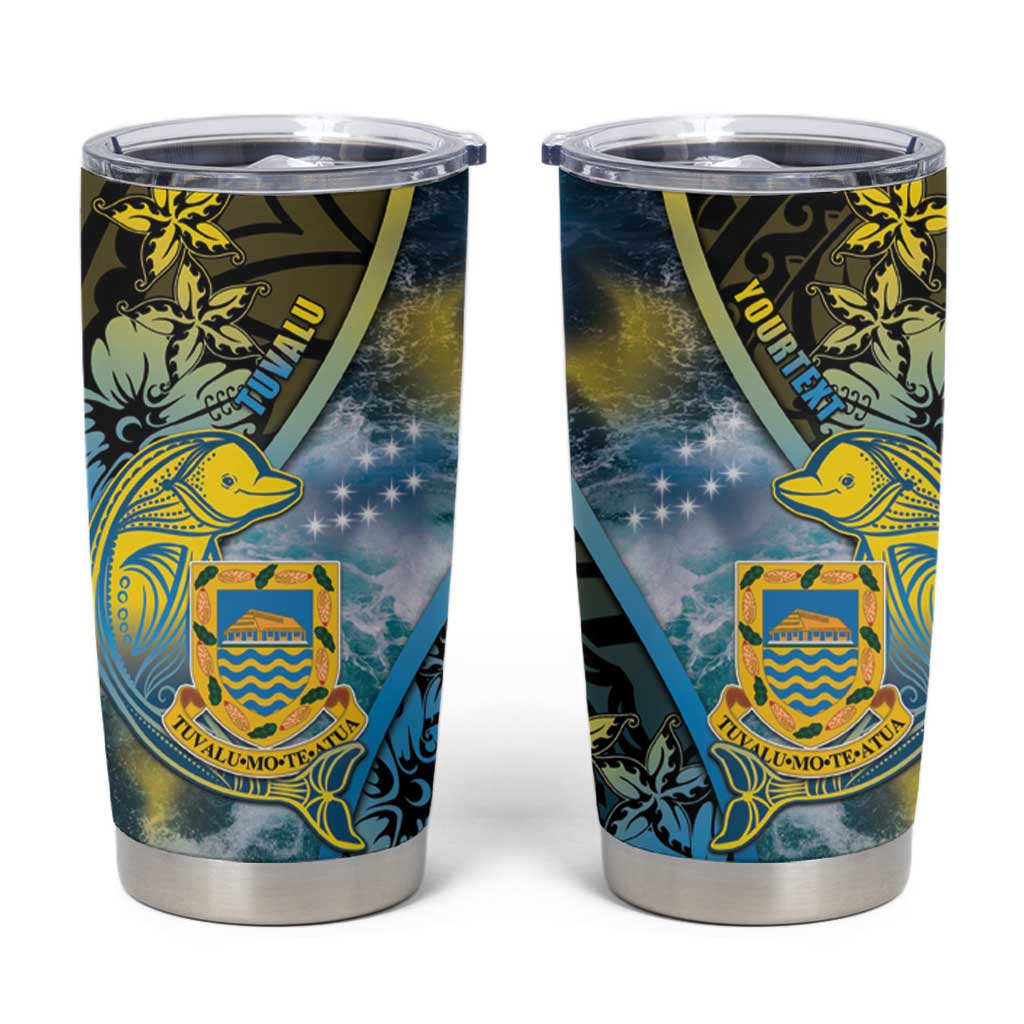 Personalised Tuvalu Tumbler Cup Dolphin On The Waves
