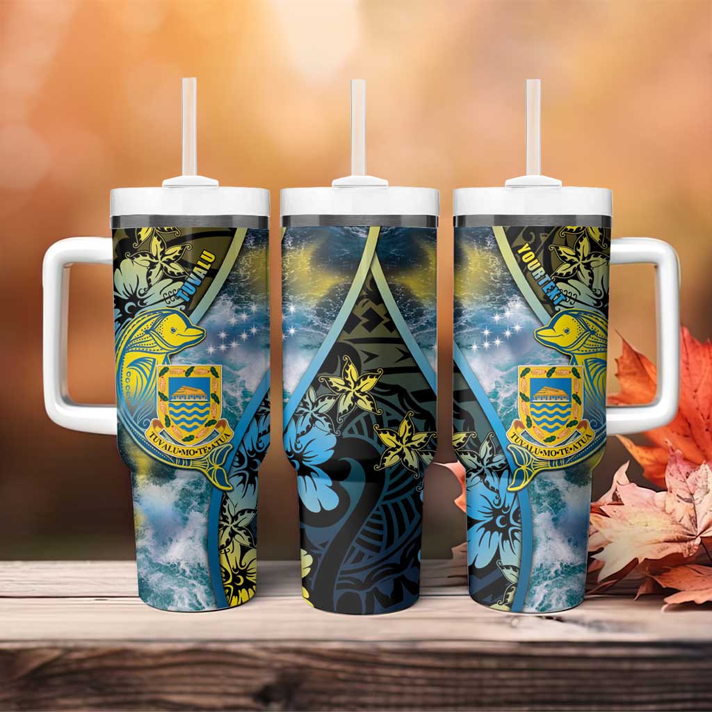 Personalised Tuvalu Tumbler With Handle Dolphin On The Waves