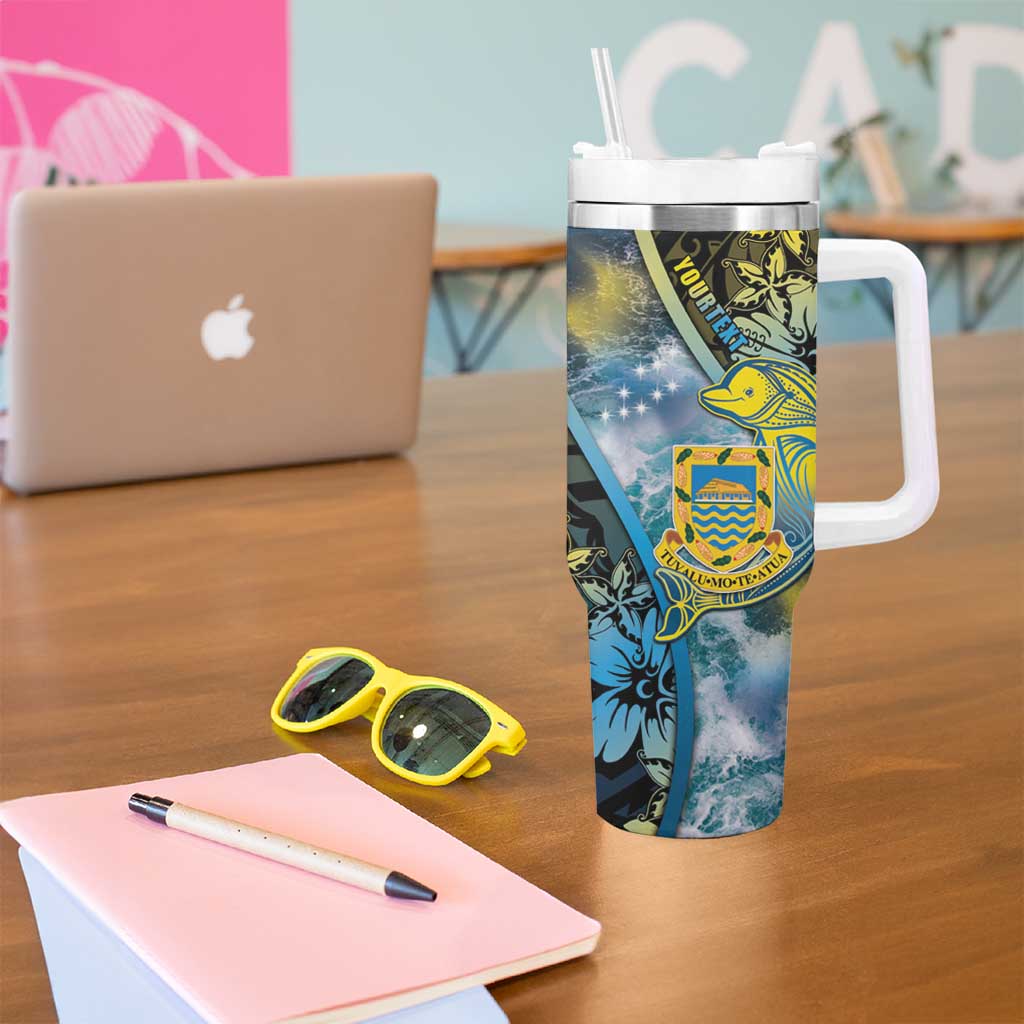 Personalised Tuvalu Tumbler With Handle Dolphin On The Waves
