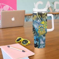 Personalised Tuvalu Tumbler With Handle Dolphin On The Waves