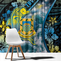 Tuvalu Window Curtain Dolphin On The Waves