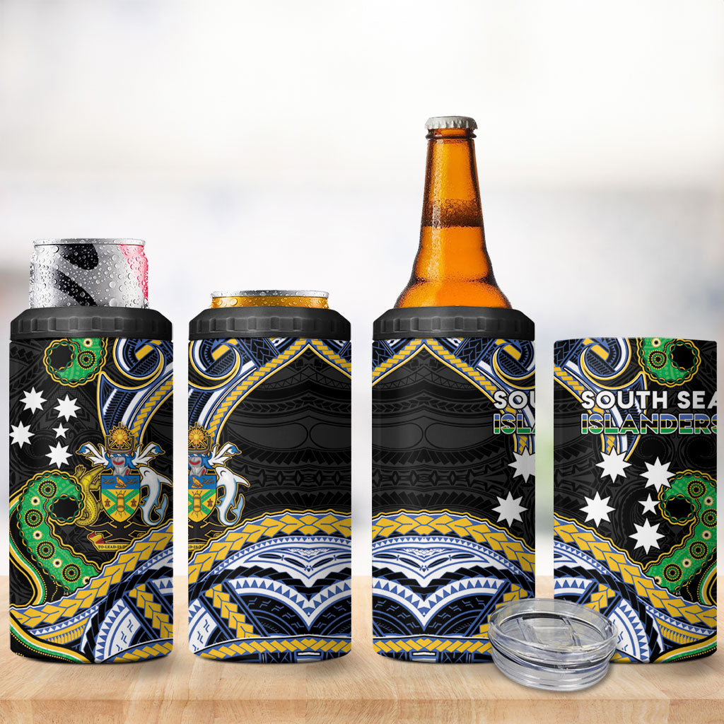 South Sea Islanders And Solomon Islands 4 in 1 Can Cooler Tumbler Solomons Coat Of Arms And Southern Cross DT05 - Polynesian Pride