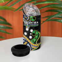 South Sea Islanders And Solomon Islands 4 in 1 Can Cooler Tumbler Solomons Coat Of Arms And Southern Cross DT05 - Polynesian Pride