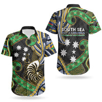 South Sea Islanders And New Caledonia Couples Matching Off The Shoulder Long Sleeve Dress and Hawaiian Shirt Nautilus Shell Southern Cross Tribal Pattern DT05 - Polynesian Pride
