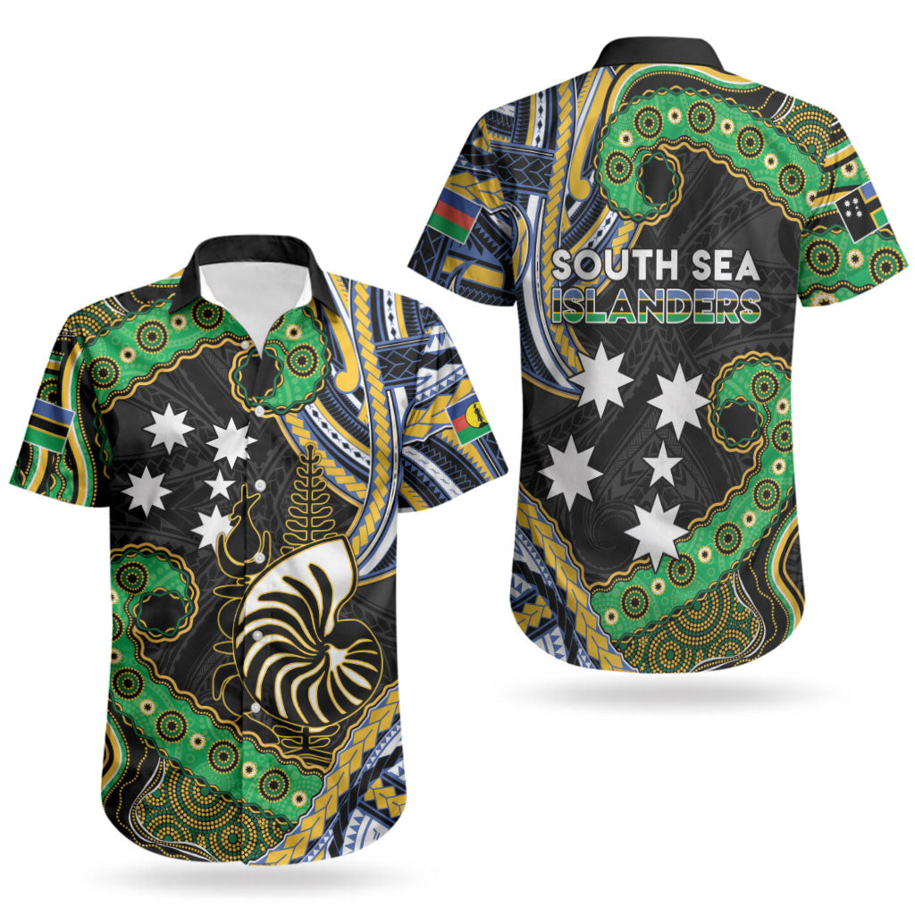 South Sea Islanders And New Caledonia Couples Matching Puletasi and Hawaiian Shirt Nautilus Shell Southern Cross Tribal Pattern DT05 - Polynesian Pride