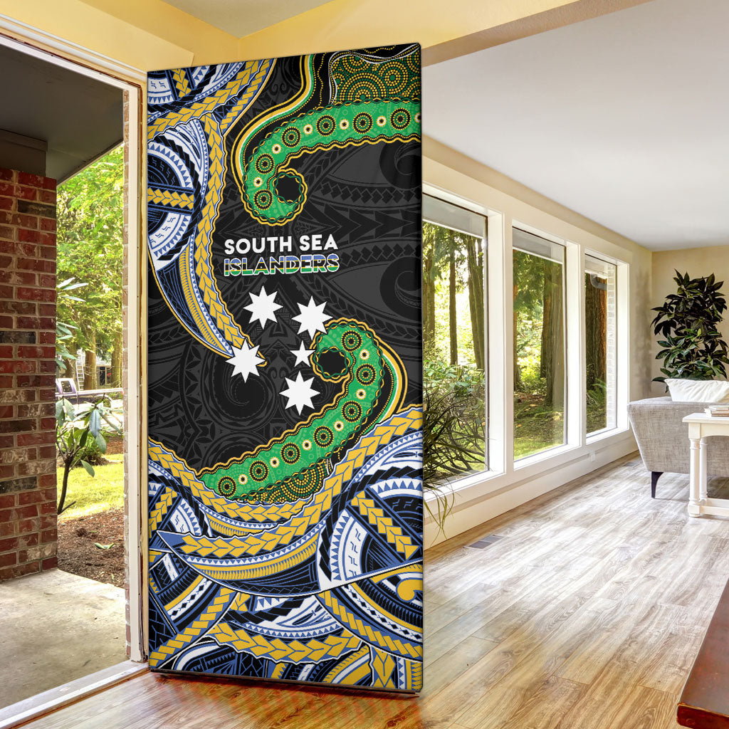 South Sea Islanders And New Caledonia Door Cover Nautilus Shell Southern Cross Tribal Pattern DT05 - Polynesian Pride