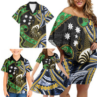 South Sea Islanders And New Caledonia Family Matching Off Shoulder Short Dress and Hawaiian Shirt Nautilus Shell Southern Cross Tribal Pattern DT05 - Polynesian Pride