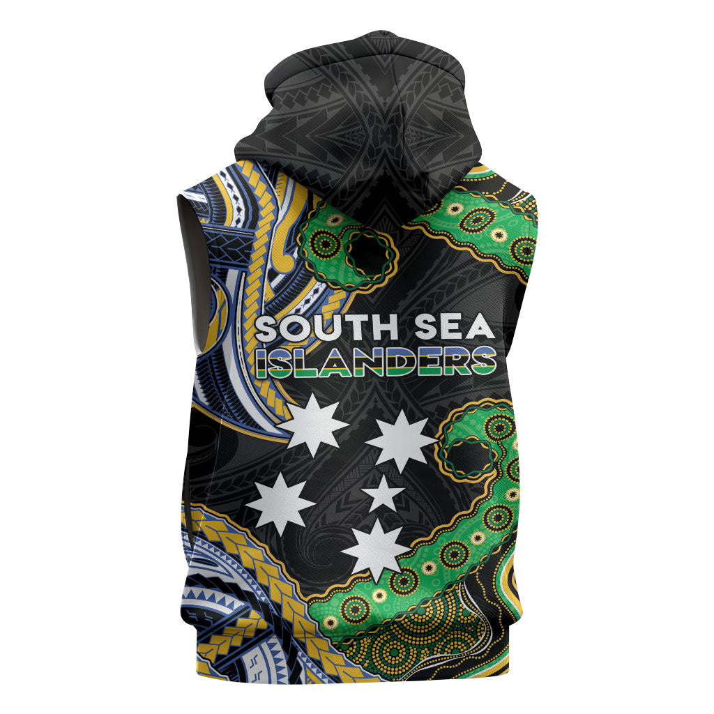 South Sea Islanders And New Caledonia Sleeveless Zip Hoodie Nautilus Shell Southern Cross Tribal Pattern DT05 - Polynesian Pride