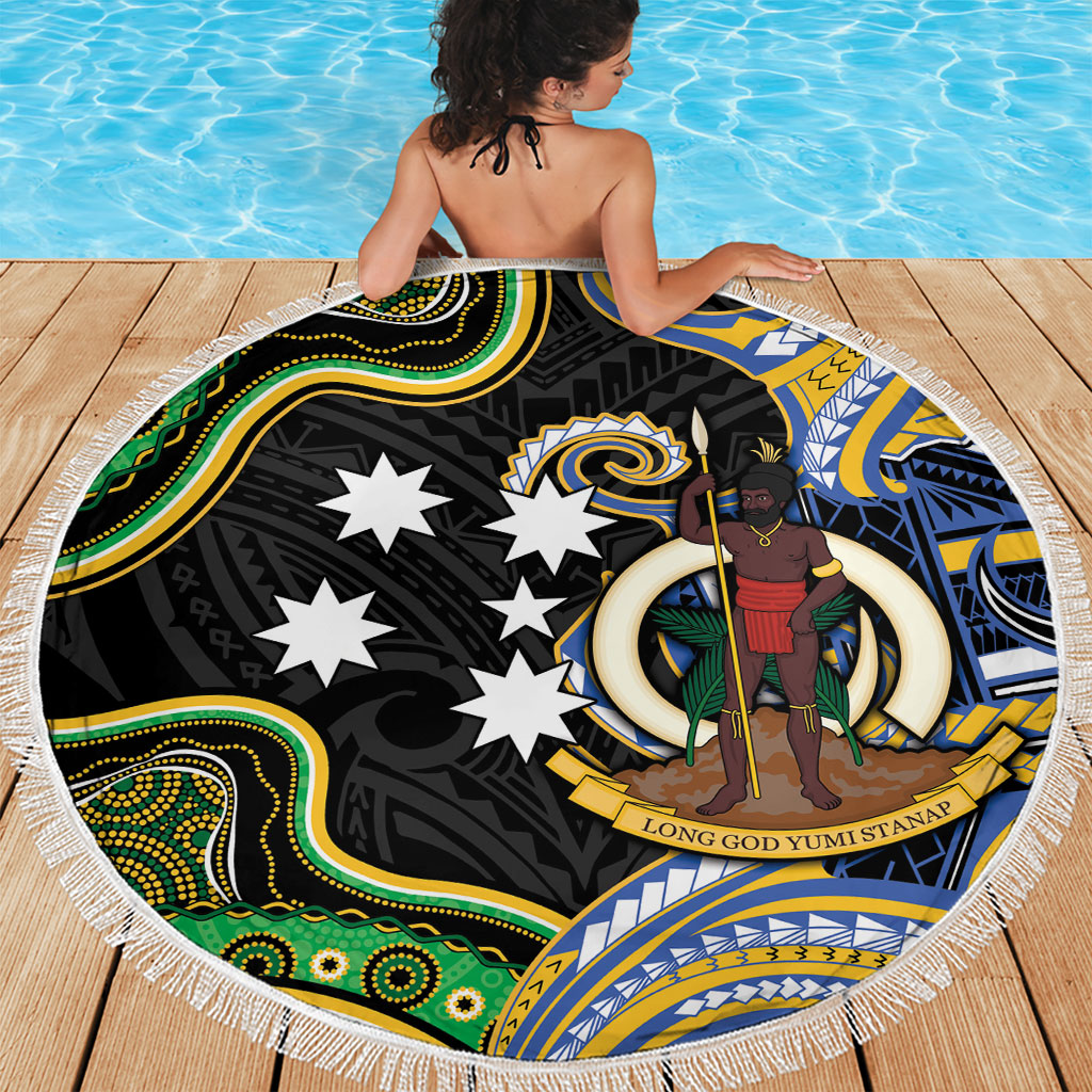 South Sea Islanders And Vanuatu Beach Blanket Boar Tusk Warrior Southern Tribal Pattern DT05 - Polynesian Pride