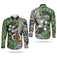 South Sea Islanders And Vanuatu Couples Matching Puletasi and Long Sleeve Button Shirt Boar Tusk Warrior Southern Tribal Pattern DT05 - Polynesian Pride