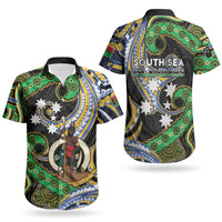 South Sea Islanders And Vanuatu Couples Matching Short Sleeve Bodycon Dress and Hawaiian Shirt Boar Tusk Warrior Southern Tribal Pattern DT05 - Polynesian Pride