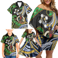 South Sea Islanders And Vanuatu Family Matching Off Shoulder Short Dress and Hawaiian Shirt Boar Tusk Warrior Southern Tribal Pattern DT05 - Polynesian Pride
